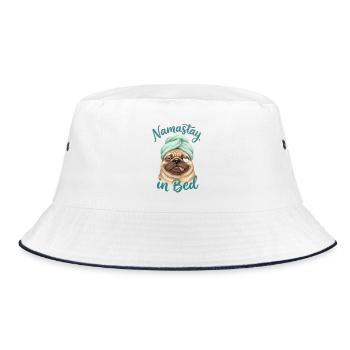 Namastay in Bed - Fauler Hund - Bucket Hat - Weiß/Navy - Vorne