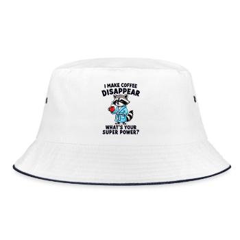 Raccoon - I make coffee disappear - Kaffee Spruch - Bucket Hat - white/navy - Front