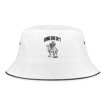 Skeleton Toilet Doing Dad Shit Saying Funny - Bucket Hat - white/navy - Front