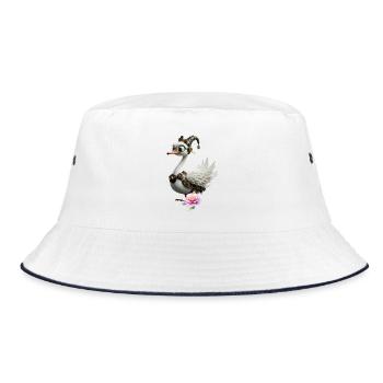 Floral Steampunk Duck - Bucket Hat - white/navy - Front