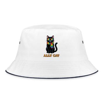 Pride-Monat LGBTQ – Ally Cat - Bucket Hat - Weiß/Navy - Vorne
