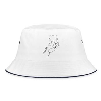 Spread Love Minimalist Heart Line Art - Bucket Hat - white/navy - Front