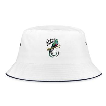 Bunter Vogel auf einem Ast - Bucket Hat - Weiß/Navy - Vorne
