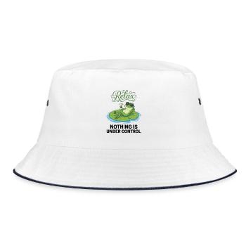 Relaxing Frog on Lily Pad - Bucket Hat - white/navy - Front