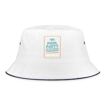 Poolparty Bring The Pool Sommer Pool Party Spruch - Bucket Hat - Weiß/Navy - Vorne