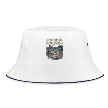 Gone Fishing Back Never Angler Fischer - Bucket Hat - white/navy - Front