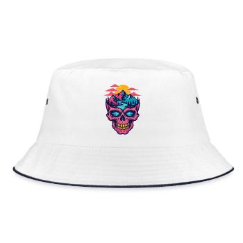 Skull Mountain Landschaft - Bucket Hat - Weiß/Navy - Vorne