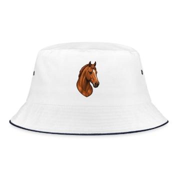 Portrait of a chestnut horse - Bucket Hat - white/navy - Front