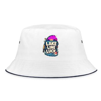 LAKE LINE LUCK Angeln - Bucket Hat - Weiß/Navy - Vorne