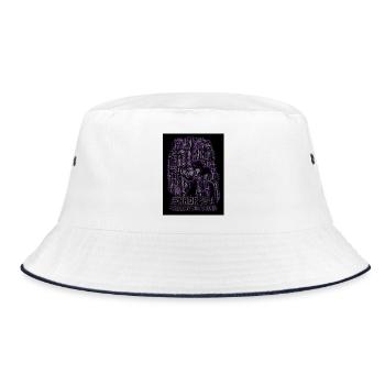 Glitchcore Anatomy Purple Error 404 Graphic - Bucket Hat - white/navy - Front