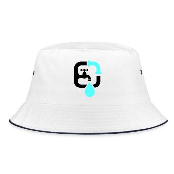 Plumber Faucet Pipe Logo - Bucket Hat - white/navy - Front