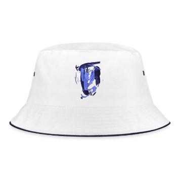 Abstrakt - Bucket Hat - Weiß/Navy - Vorne