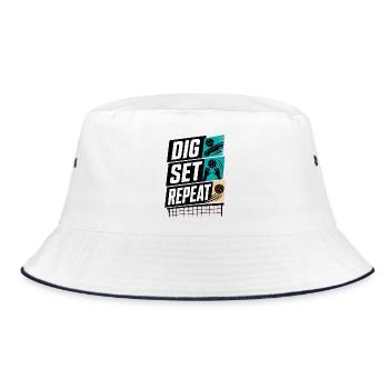 DIG SET REPEAT - Bucket Hat - white/navy - Front