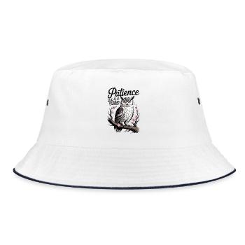Eule der Weisheit und Geduld - Bucket Hat - Weiß/Navy - Vorne