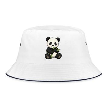 Cuddly Panda with Bamboo - Bucket Hat - white/navy - Front