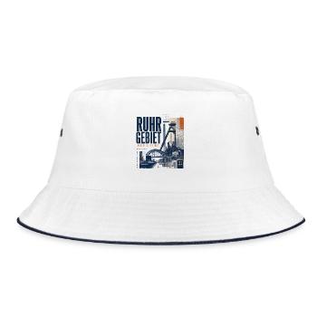 Ruhrgebiet Industrie Collage - Bucket Hat - Weiß/Navy - Vorne