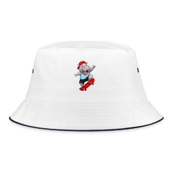 Hippopotamus on a skateboard - Bucket Hat - white/navy - Front