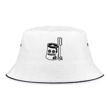 Bouldern Chalkbag Bürste Motiv - Bucket Hat - Weiß/Navy - Vorne
