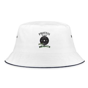 T-shirt de salle de sport avec shakes protéinés et musculation - Bob - blanc/marine - Devant