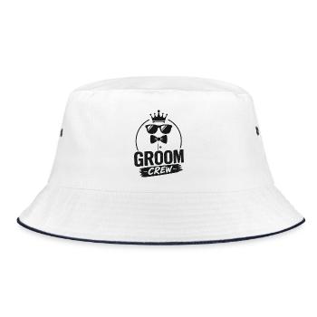 Groom Crew Krone Design - Bucket Hat - Weiß/Navy - Vorne