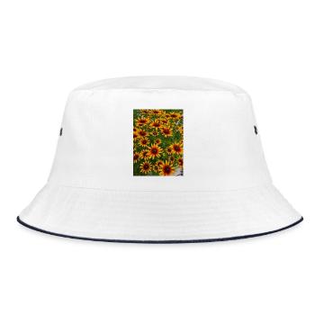 Motif de fleurs de chapeau de soleil jaune feu rouge - Bob - blanc/marine - Devant