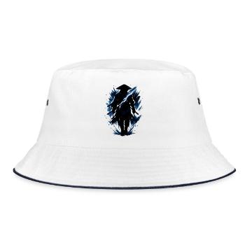 Midnight blue feather fire - Bucket Hat - white/navy - Front