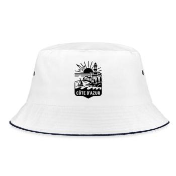 Côte d'Azur Silhouette Meer & Leuchtturm - Bucket Hat - Weiß/Navy - Vorne