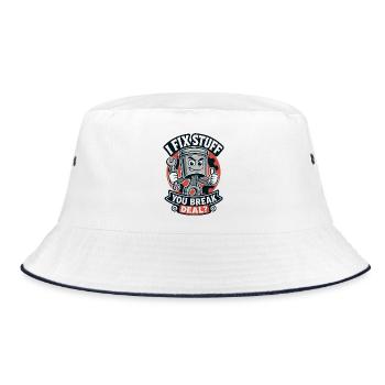 I Fix Stuff You Break Deal Car Mechanic - Bucket Hat - white/navy - Front