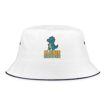Kleiner Bruder Dino Shirt - Bucket Hat - Weiß/Navy - Vorne