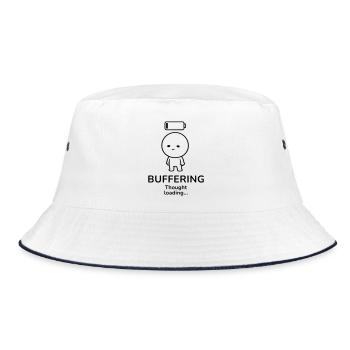 Buffering – Thought Loading | Overthinker Mood - Bucket Hat - white/navy - Front
