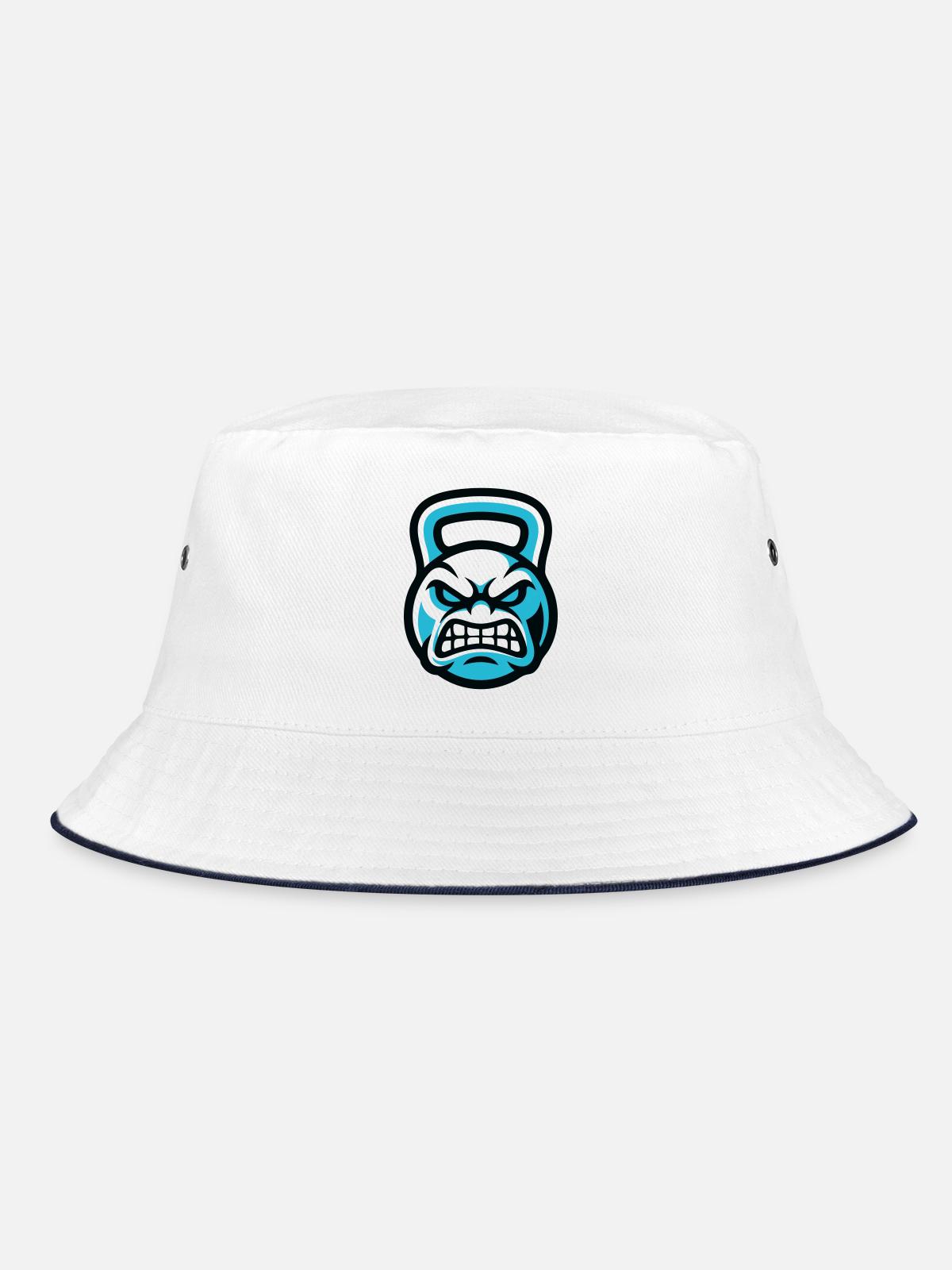 Kettlebell Devil Graphic - Bucket Hat - white/navy - Front