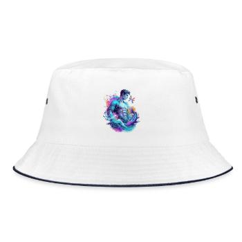 Pisces Man – Astrology Gift - Bucket Hat - white/navy - Front