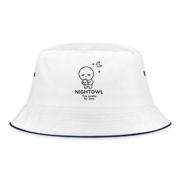 Nightowl – Too Awake | Late Night Mood - Bucket Hat - white/navy - Front