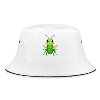 Niedlicher Cricket - Bucket Hat - Weiß/Navy - Vorne