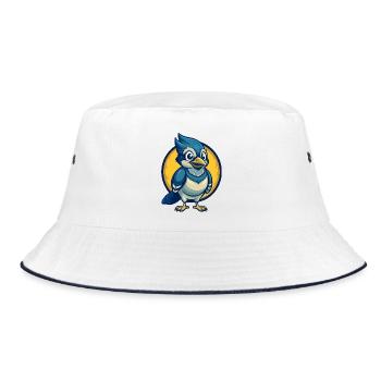 Jay Bird Kawaii Mascot Cartoon Clipart Logo Badge - Bucket Hat - white/navy - Front