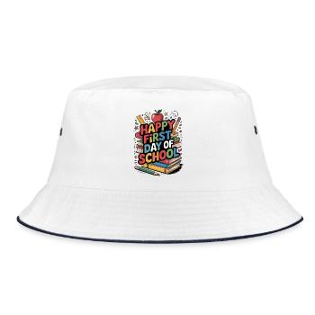 Happy First Day of School Books - Bucket Hat - white/navy - Front