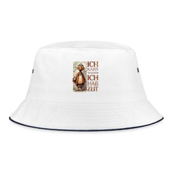 Alter Geier: Ich kann warten, ich hab Zeit! - Bucket Hat - Weiß/Navy - Vorne