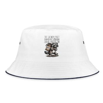 Kaffee Waschbär - Bucket Hat - Weiß/Navy - Vorne