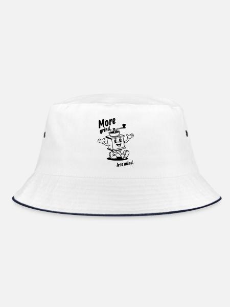 More grind, less mind! - Bucket Hat - Weiß/Navy - Vorne