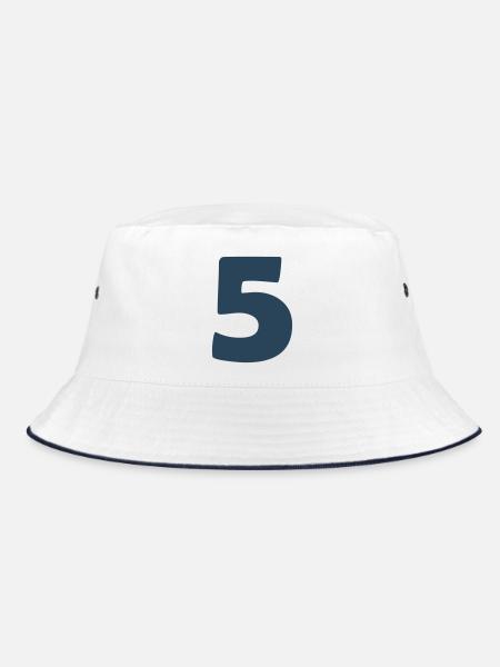 5_zahl- - Bucket Hat - Weiß/Navy - Vorne