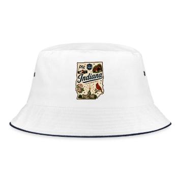 Autocollant de voyage vintage Indiana State Hoosier - Bob - blanc/marine - Devant