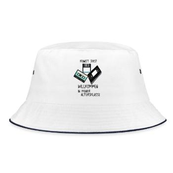 Retro Tech Humor Altersklasse - Bucket Hat - Weiß/Navy - Vorne