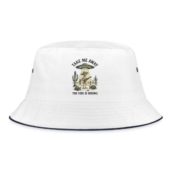 Alien Guitarist Under Desert UFO - Bucket Hat - white/navy - Front