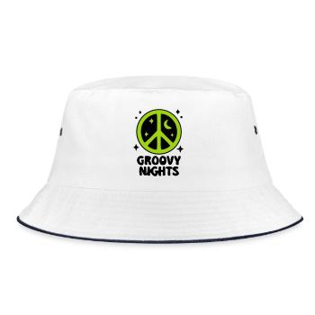 Groovy Peace Zeichen Logo - Bucket Hat - Weiß/Navy - Vorne