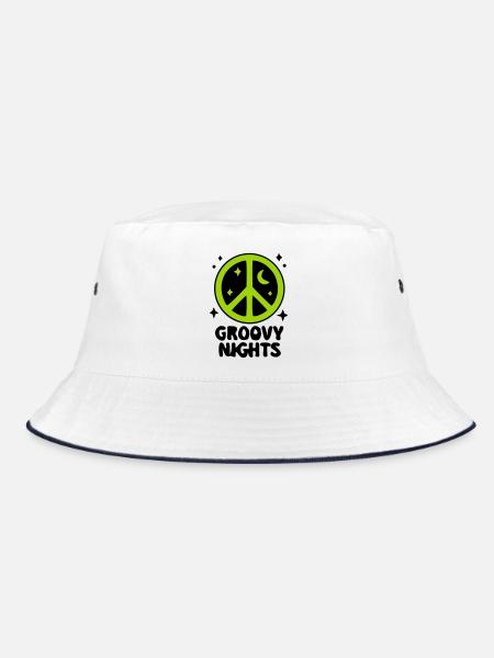Groovy Peace Zeichen Logo - Bucket Hat - Weiß/Navy - Vorne