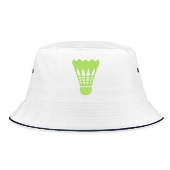 Neon-Shuttlecock Badminton-Design - Bucket Hat - Weiß/Navy - Vorne