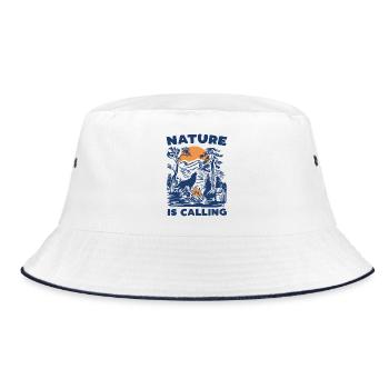 Hiking - Nature is Calling - Bucket Hat - white/navy - Front