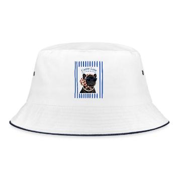 French Bulldog Came Late Retro Humor - Bucket Hat - white/navy - Front