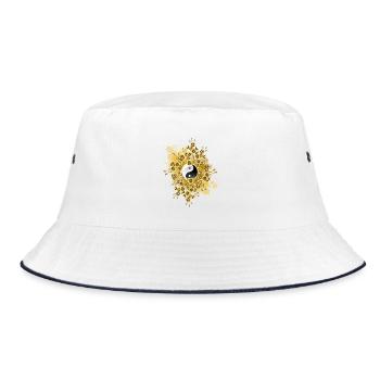 Yin Yang Flowers – Zen Gift - Bucket Hat - white/navy - Front