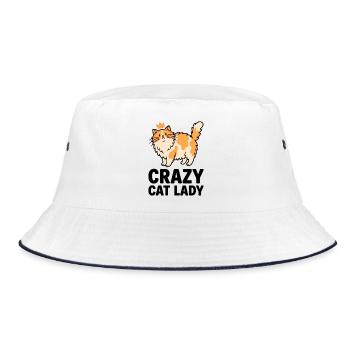 Royal Cat Lady: Crazy Cat Lady - Bucket Hat - white/navy - Front